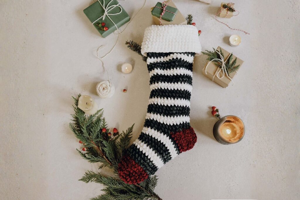 bota de navidad a crochet